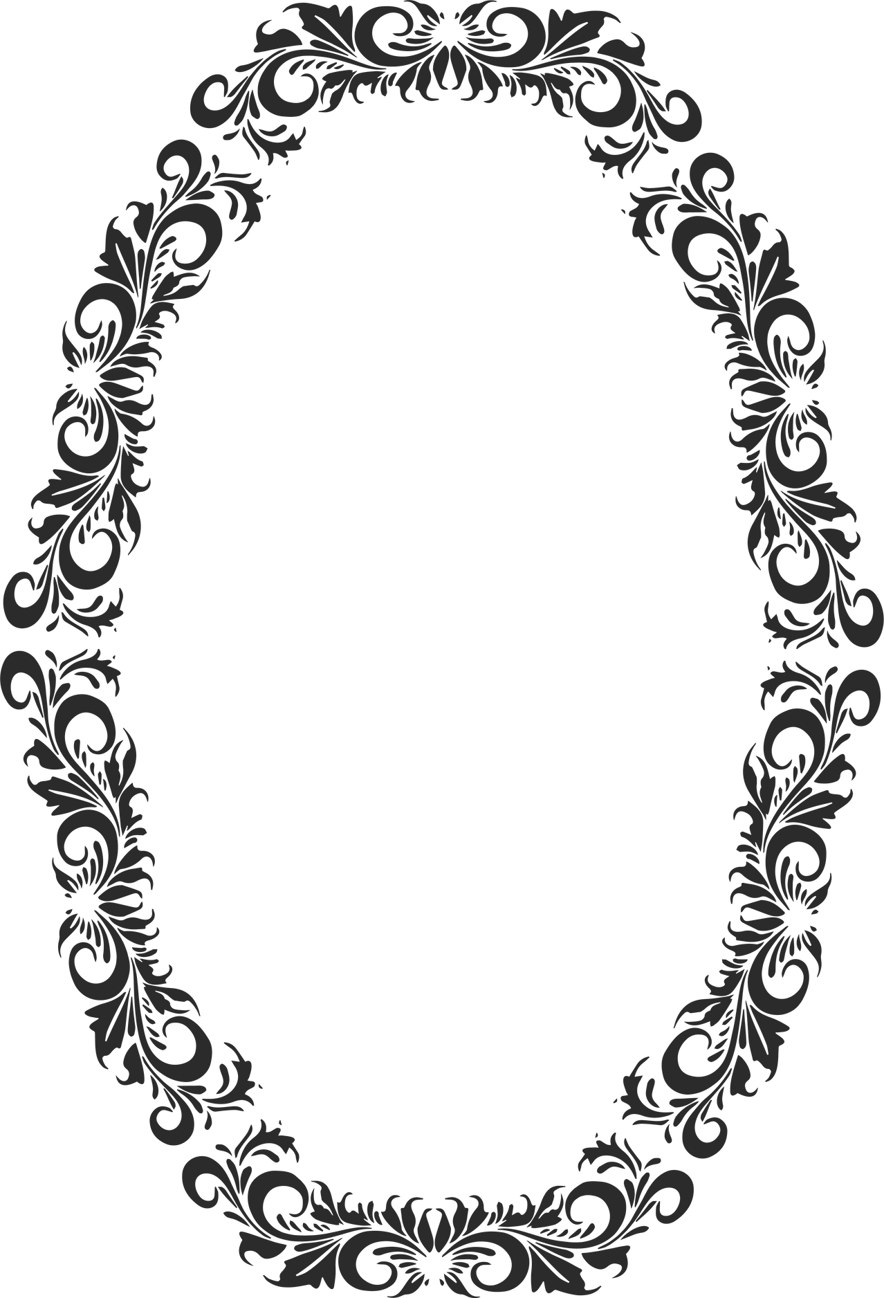 Vintage Frames Floral Ornate Portrait Oval Black